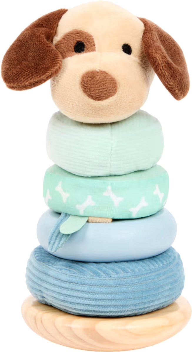 Gepersonaliseerde Houten Stapeltoren Hond | Met Geboortegegevens | Naam, Datum, Tijd & Gewicht | Kraamcadeau Baby